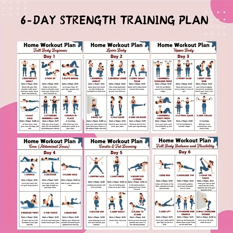 6 шт. настенных таблиц для дом – обзор и цена Workout Plan Home Gym