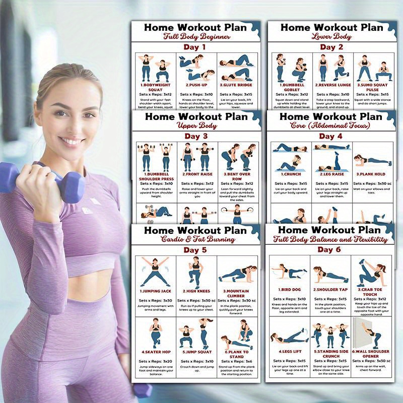 6 шт. настенных таблиц для дом – обзор и цена Workout Plan Home Gym