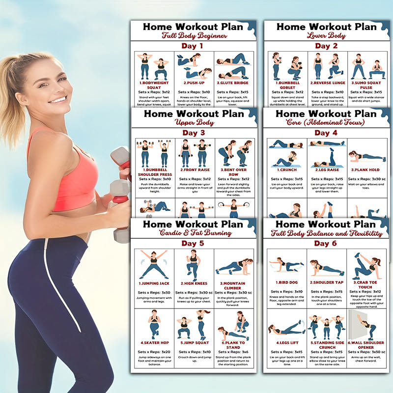 6 шт. настенных таблиц для дом – обзор и цена Workout Plan Home Gym