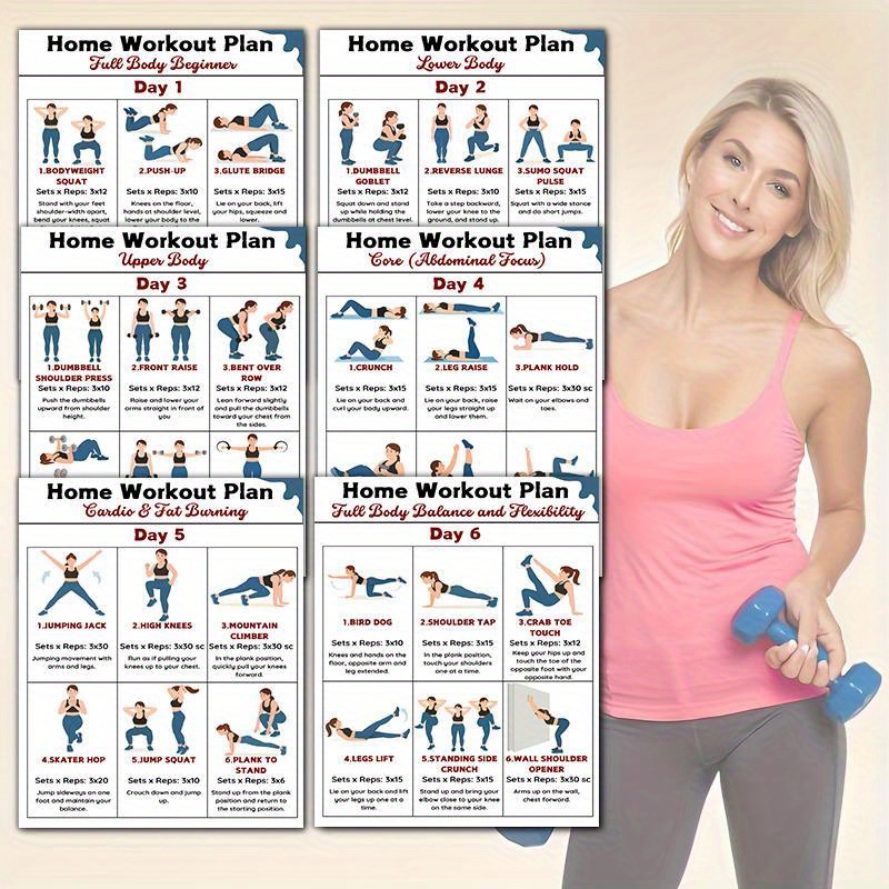 6 шт. настенных таблиц для дом – обзор и цена Workout Plan Home Gym