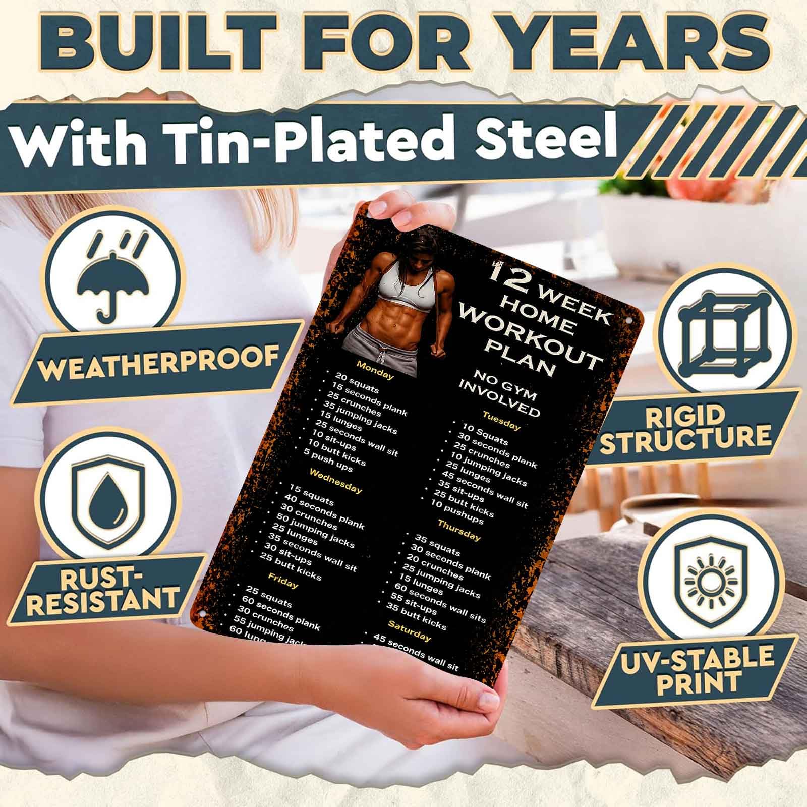 Алюминиевая табличка с 12-неде – обзор и цена Workout Plan Home Gym